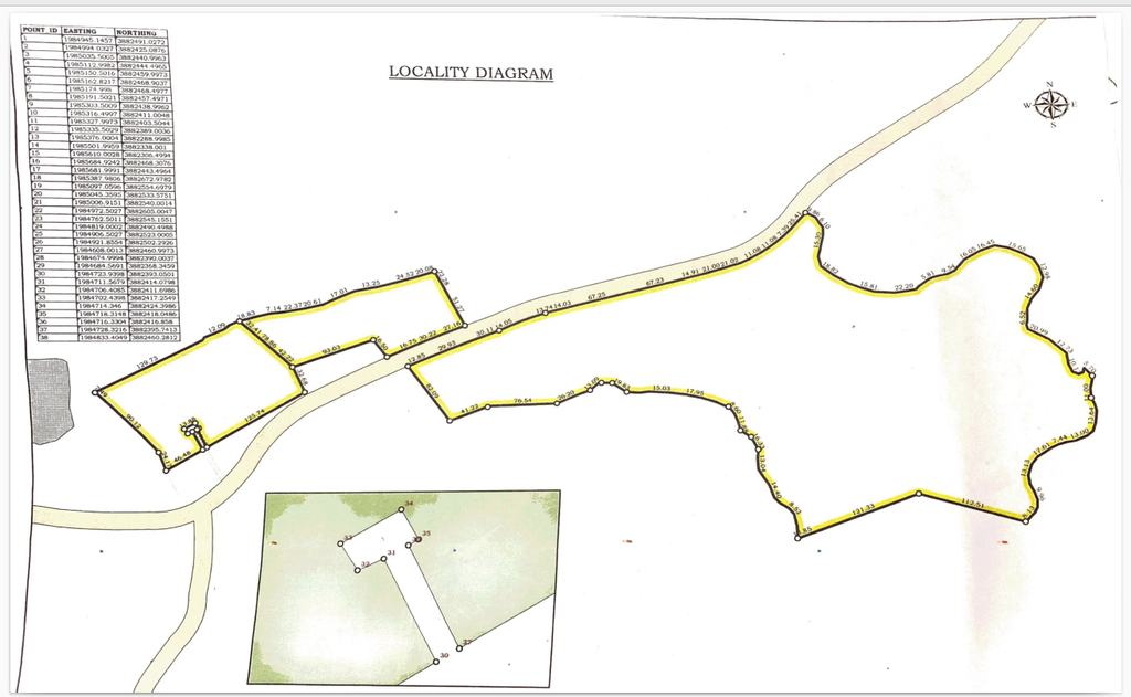 Vunivadra Waiwai survey plan land boundaries and pegs coordinates