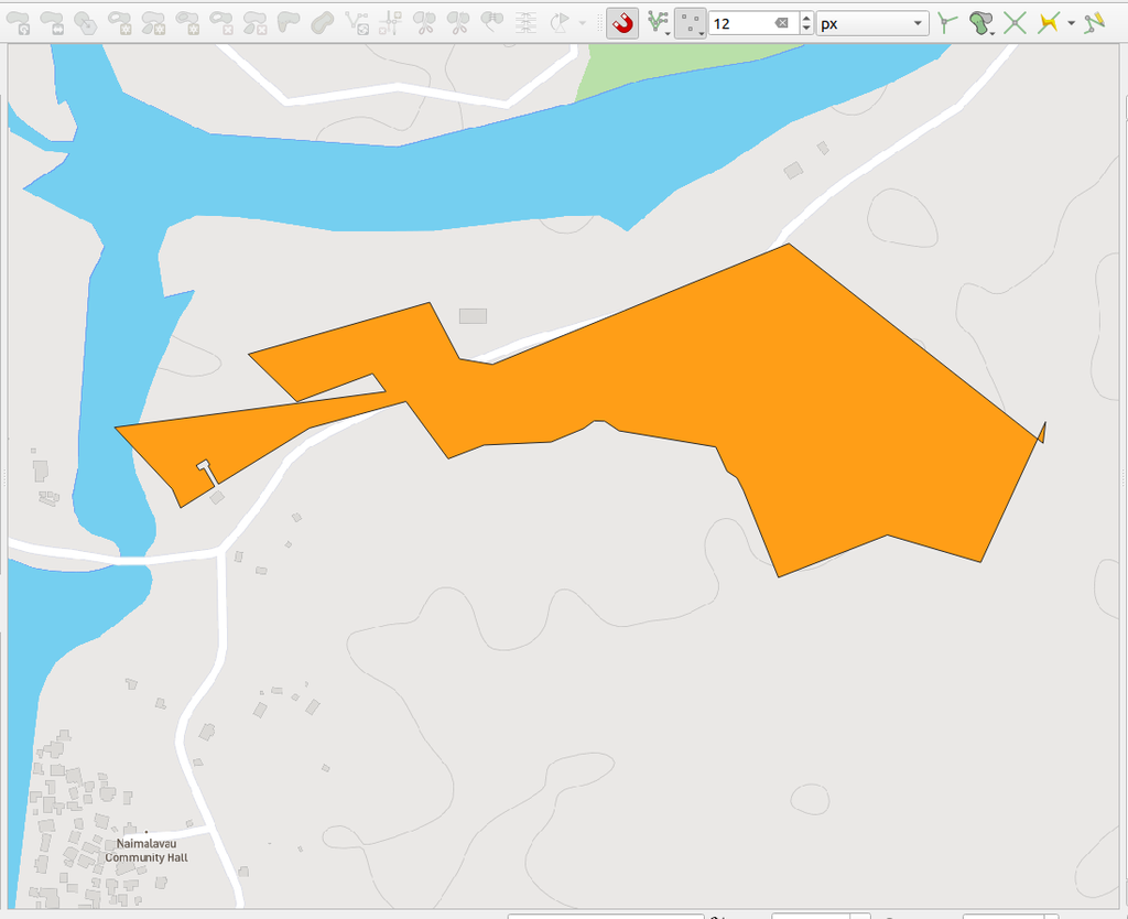 Awkward looking boundaries shape after processing TLTB surveyed pegs coordinates.