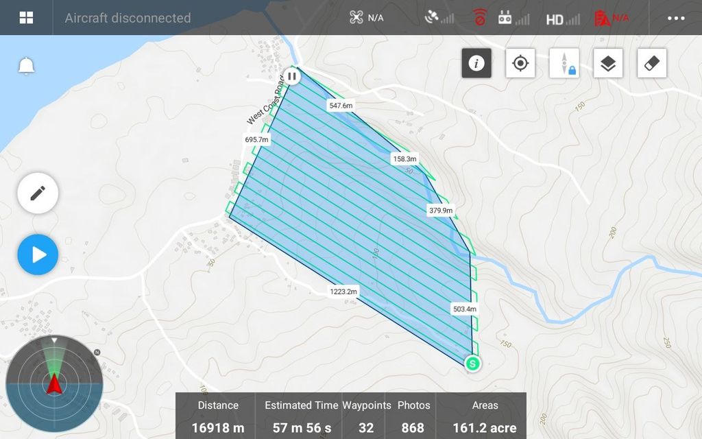 Drone mapping mission planning in DJI Pilot